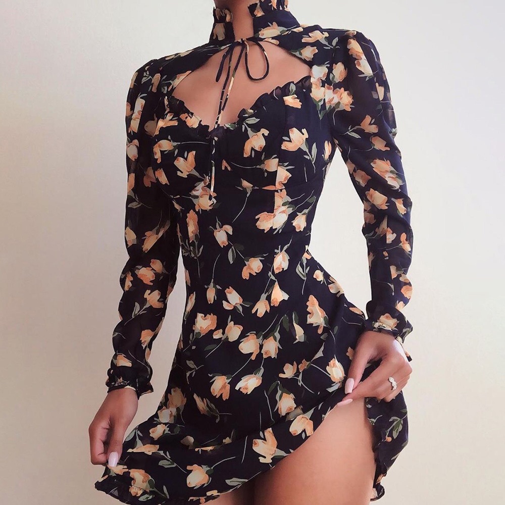 💎 COMING SOON | High Tie Neck Frill Dress